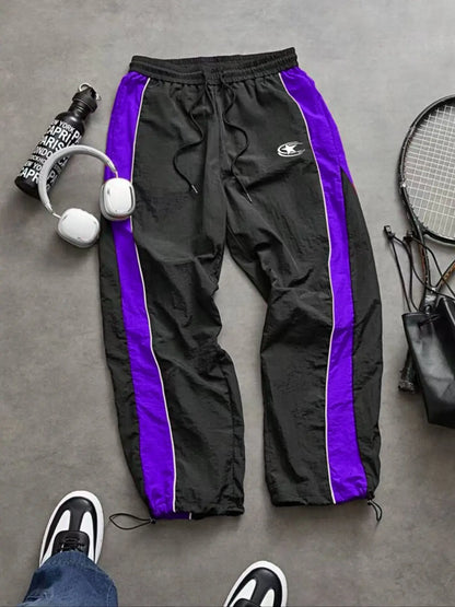 Men's Lightweight Casual Sporty Long Pants with Elastic Cuffs and Fashionable Print, Ideal for Everyday Wear