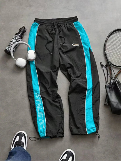 Men's Lightweight Casual Sporty Long Pants with Elastic Cuffs and Fashionable Print, Ideal for Everyday Wear