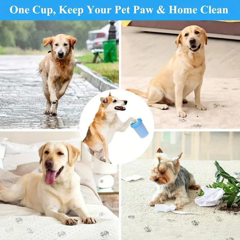 Portable Pet Foot Cleaning Cup with Massage Brush - Rotating Grooming Tool for Dogs and Cats