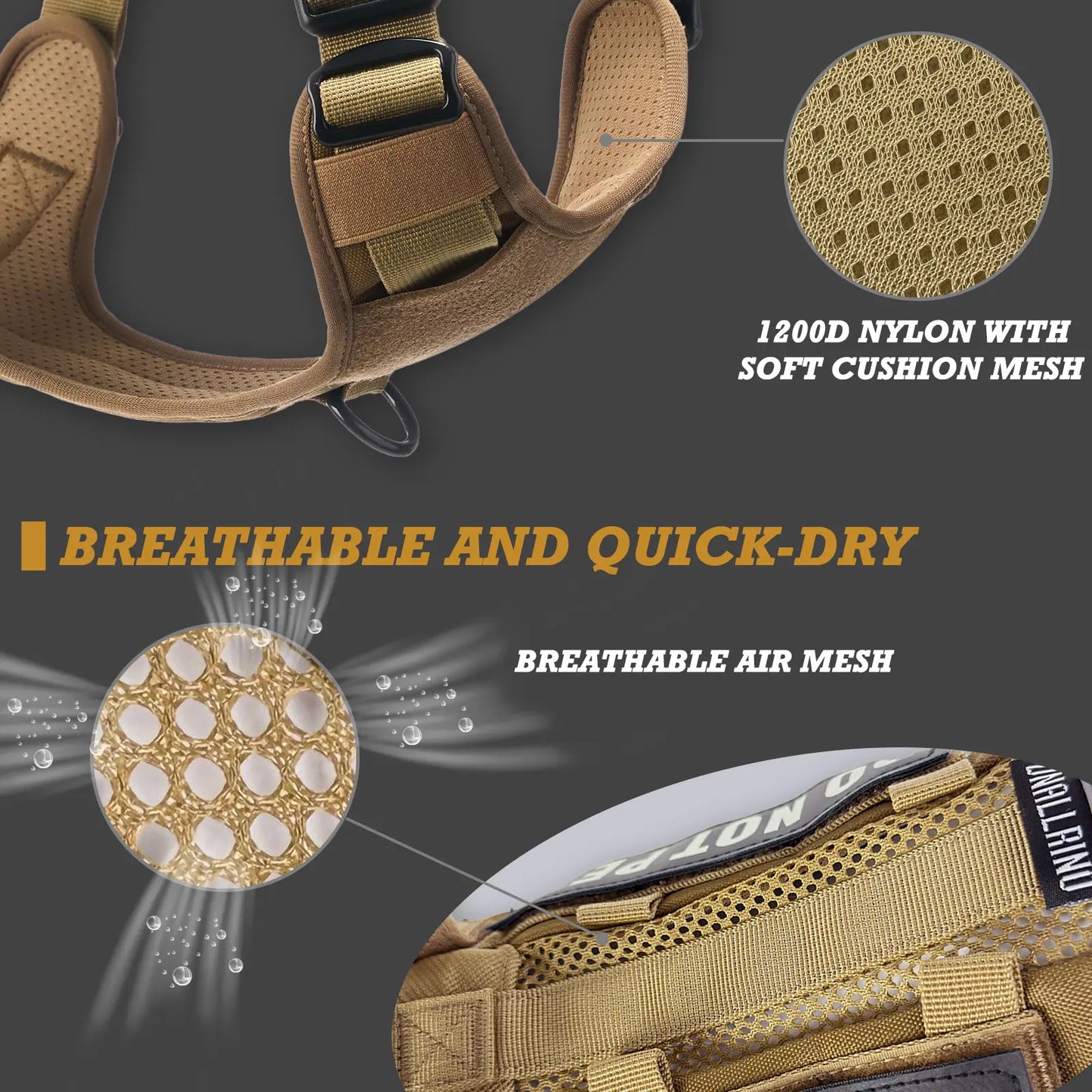 Tactical No-Pull Harness for Dogs and Cats - Breathable Molle Vest with Reflective "Do Not Pet" Patches for Training, Walking, and Hunting
