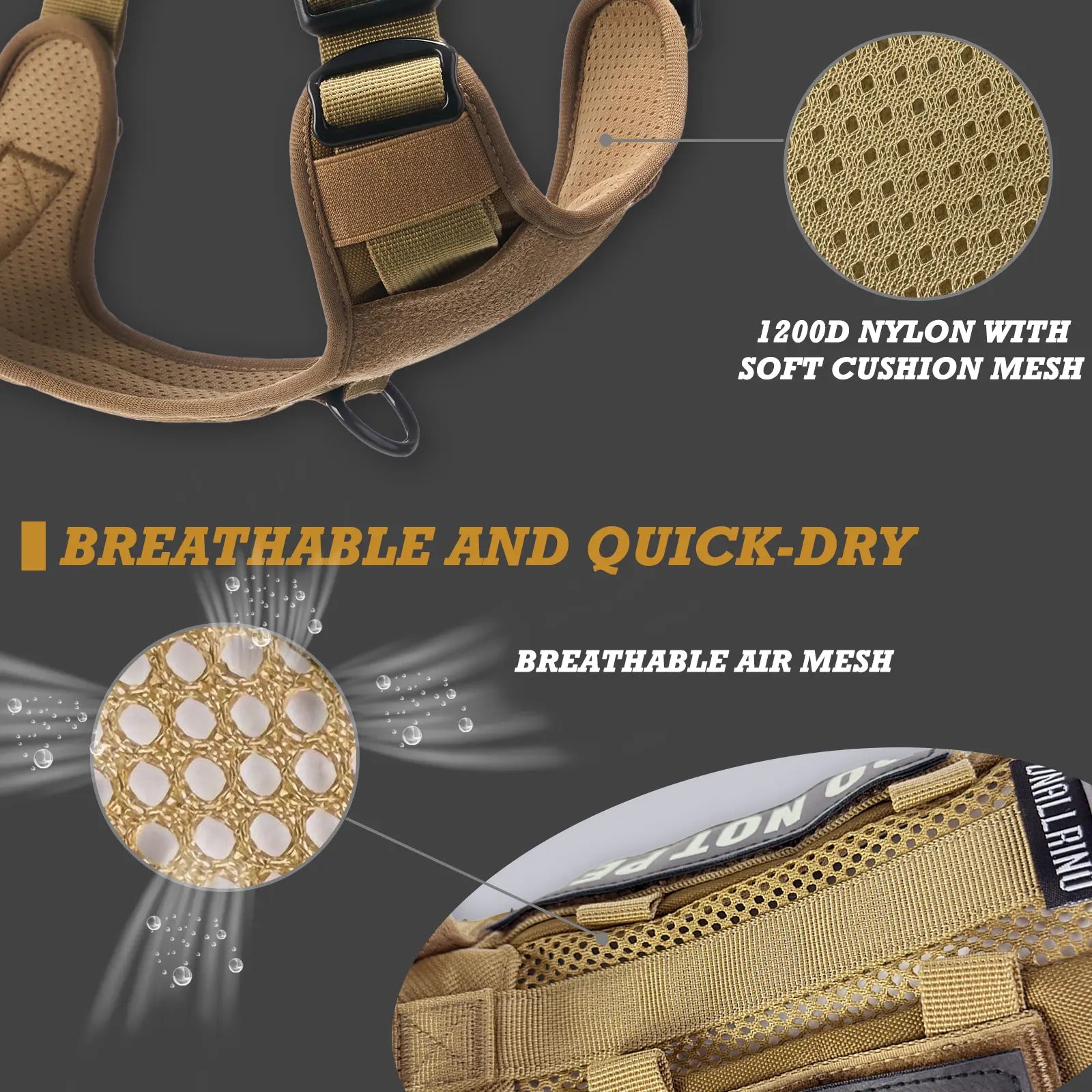 Tactical No-Pull Harness for Dogs and Cats - Breathable Molle Vest with Reflective "Do Not Pet" Patches for Training, Walking, and Hunting