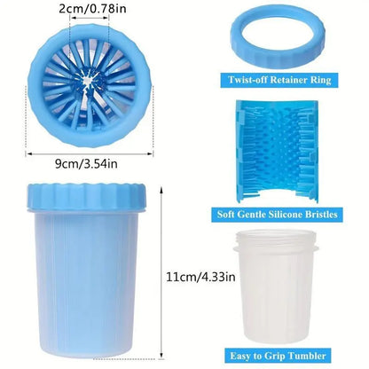 Portable Pet Foot Cleaning Cup with Massage Brush - Rotating Grooming Tool for Dogs and Cats