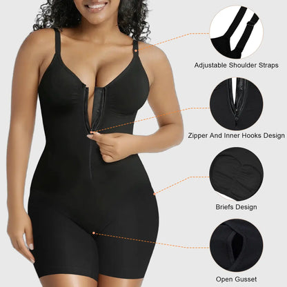 SHAPERX Women's Tummy Control Bodysuit with Zip Closure, Ultra-Stretch Fabric, Adjustable Fit, and Breathable Mesh for Superior Comfort