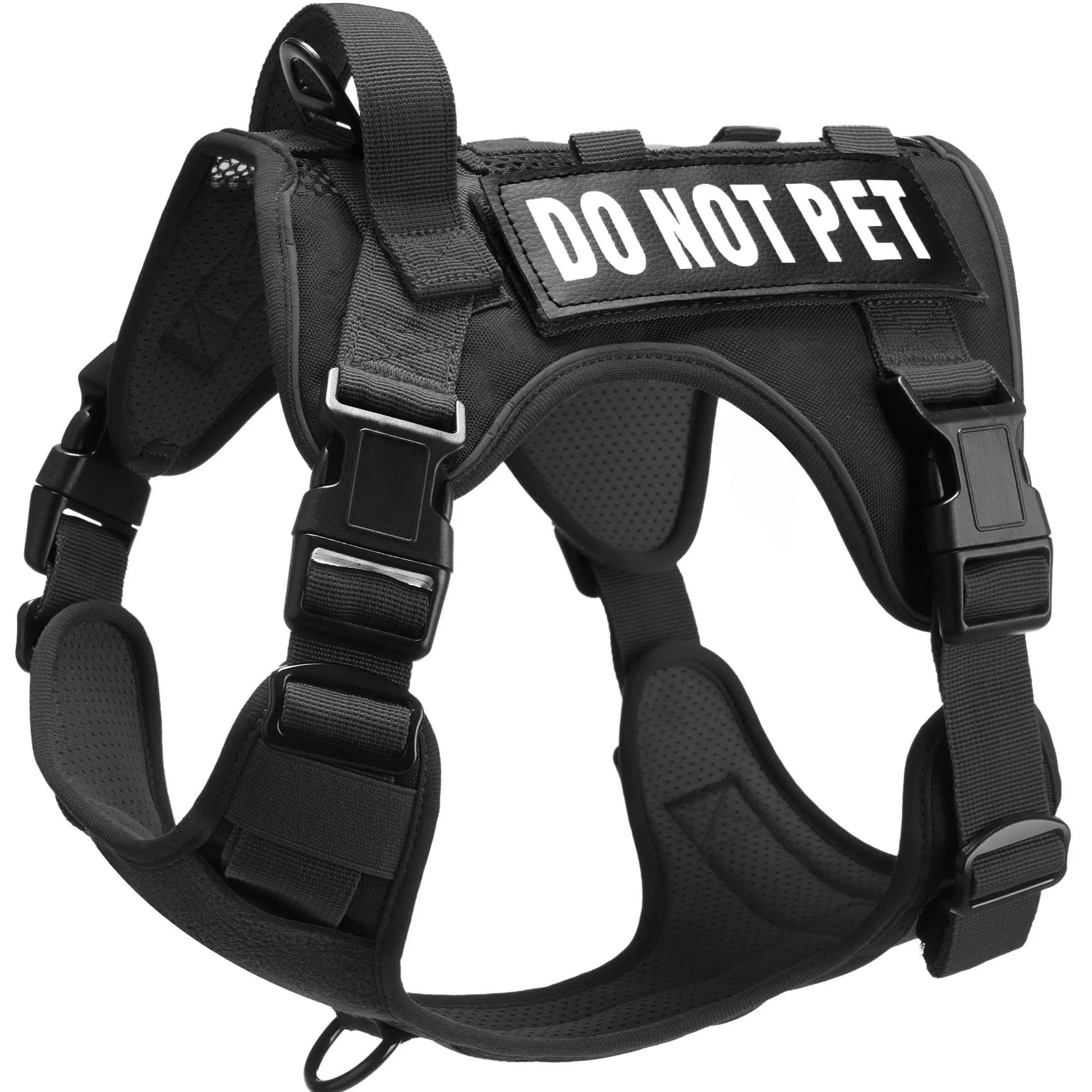 Tactical No-Pull Harness for Dogs and Cats - Breathable Molle Vest with Reflective "Do Not Pet" Patches for Training, Walking, and Hunting