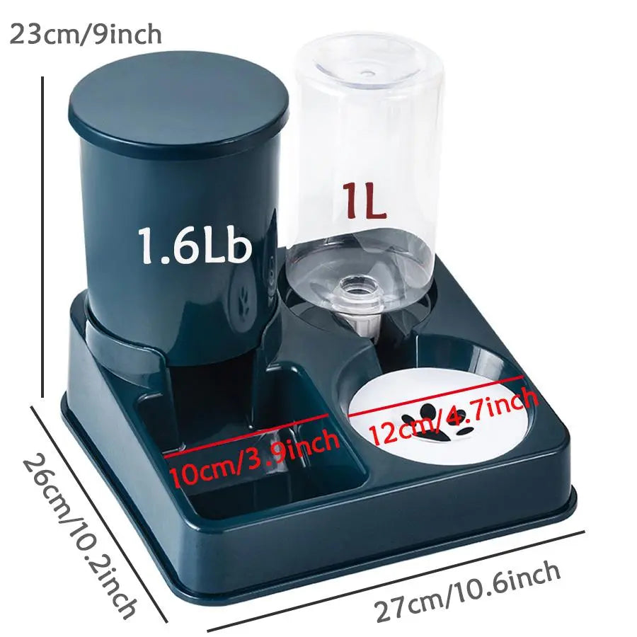 Automatic Dual-Incline Pet Food and Water Dispenser for Indoor Use