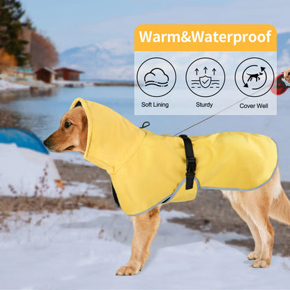 Medium Waterproof Dog Raincoat - Adjustable Lightweight Poncho with Soft Lining for Medium to Large Dogs in Yellow